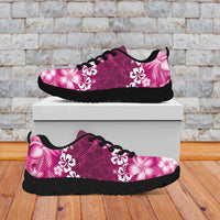 Vintage Pink Polynesia Sneakers Plumeria With Hibiscus Tropical Vibes LT14 - Polynesian Pride