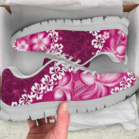Vintage Pink Polynesia Sneakers Plumeria With Hibiscus Tropical Vibes LT14 Pink - Polynesian Pride
