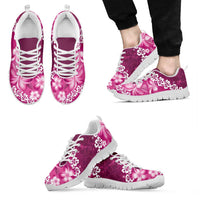 Vintage Pink Polynesia Sneakers Plumeria With Hibiscus Tropical Vibes LT14 - Polynesian Pride