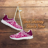 Vintage Pink Polynesia Sneakers Plumeria With Hibiscus Tropical Vibes LT14 - Polynesian Pride