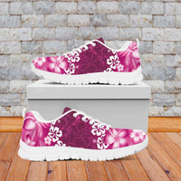 Vintage Pink Polynesia Sneakers Plumeria With Hibiscus Tropical Vibes LT14 - Polynesian Pride