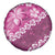 Vintage Pink Polynesia Spare Tire Cover Plumeria With Hibiscus Tropical Vibes