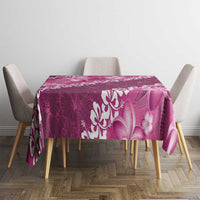 Vintage Pink Polynesia Tablecloth Plumeria With Hibiscus Tropical Vibes LT14 - Polynesian Pride