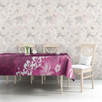 Vintage Pink Polynesia Tablecloth Plumeria With Hibiscus Tropical Vibes LT14 - Polynesian Pride