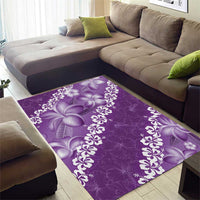 Vintage Purple Polynesia Area Rug Plumeria With Hibiscus Tropical Vibes LT14 - Polynesian Pride