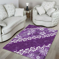 Vintage Purple Polynesia Area Rug Plumeria With Hibiscus Tropical Vibes LT14 - Polynesian Pride