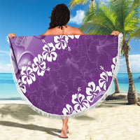 Vintage Purple Polynesia Beach Blanket Plumeria With Hibiscus Tropical Vibes LT14 - Polynesian Pride