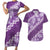 Vintage Purple Polynesia Couples Matching Short Sleeve Bodycon Dress and Hawaiian Shirt Plumeria With Hibiscus Tropical Vibes