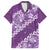 Vintage Purple Polynesia Family Matching Off The Shoulder Long Sleeve Dress and Hawaiian Shirt Plumeria With Hibiscus Tropical Vibes