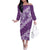 Vintage Purple Polynesia Family Matching Off The Shoulder Long Sleeve Dress and Hawaiian Shirt Plumeria With Hibiscus Tropical Vibes