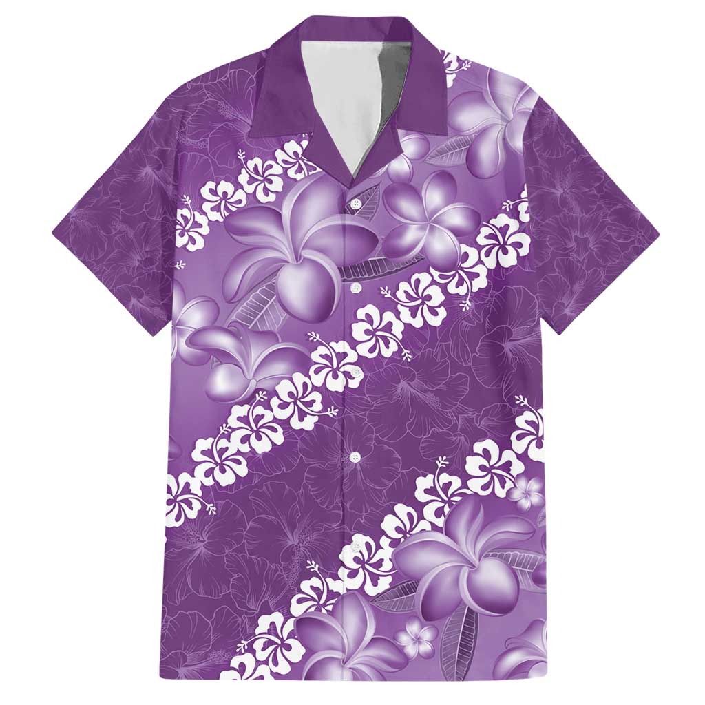 Vintage Purple Polynesia Hawaiian Shirt Plumeria With Hibiscus Tropical Vibes LT14 Purple - Polynesian Pride