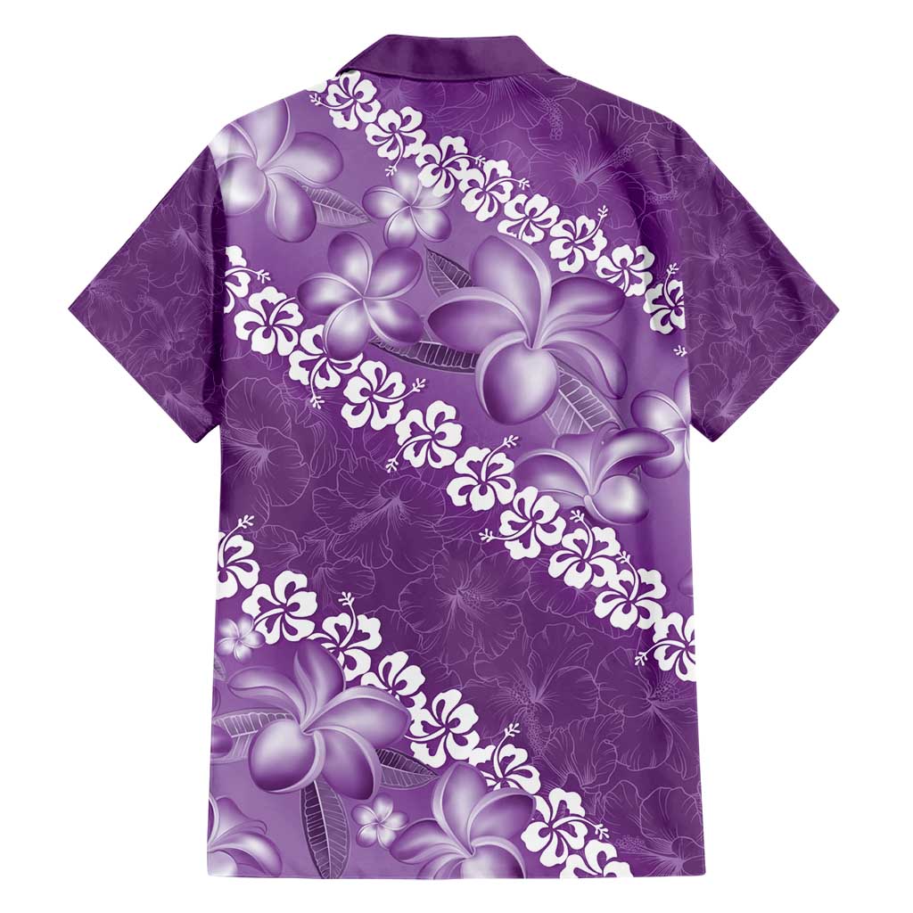 Vintage Purple Polynesia Hawaiian Shirt Plumeria With Hibiscus Tropical Vibes LT14 - Polynesian Pride