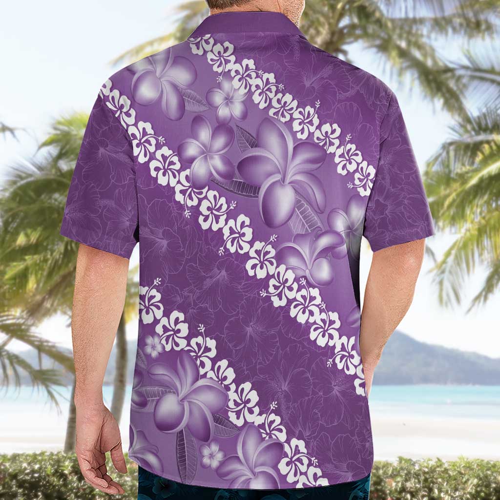 Vintage Purple Polynesia Hawaiian Shirt Plumeria With Hibiscus Tropical Vibes LT14 - Polynesian Pride