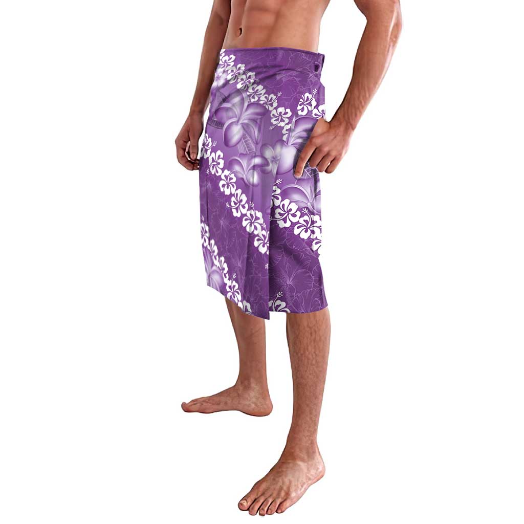Vintage Purple Polynesia Lavalava Plumeria With Hibiscus Tropical Vibes LT14 - Polynesian Pride