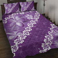 Vintage Purple Polynesia Quilt Bed Set Plumeria With Hibiscus Tropical Vibes LT14 Purple - Polynesian Pride