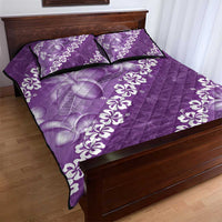 Vintage Purple Polynesia Quilt Bed Set Plumeria With Hibiscus Tropical Vibes LT14 - Polynesian Pride