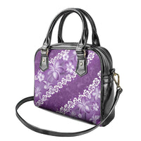 Vintage Purple Polynesia Shoulder Handbag Plumeria With Hibiscus Tropical Vibes LT14 - Polynesian Pride