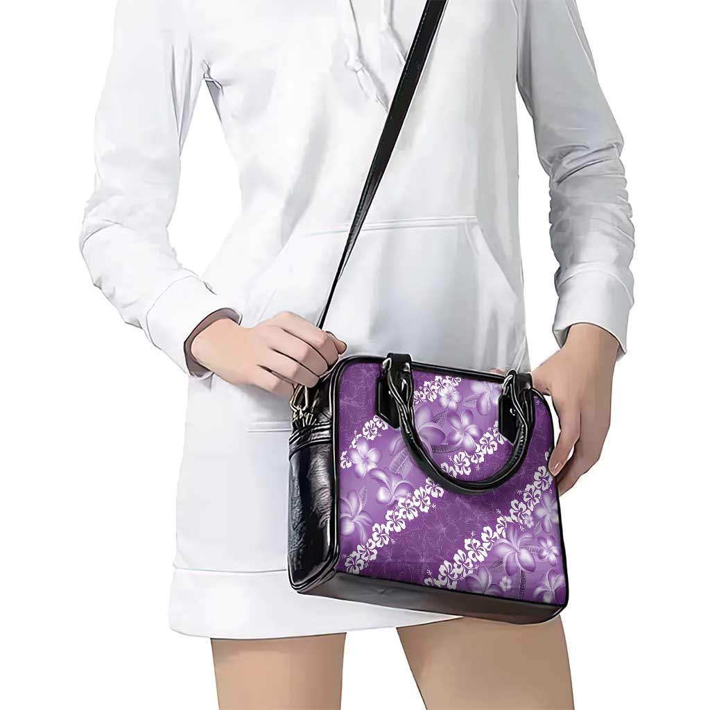 Vintage Purple Polynesia Shoulder Handbag Plumeria With Hibiscus Tropical Vibes LT14 - Polynesian Pride