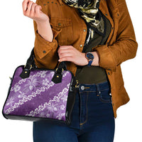 Vintage Purple Polynesia Shoulder Handbag Plumeria With Hibiscus Tropical Vibes LT14 - Polynesian Pride