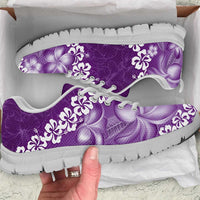 Vintage Purple Polynesia Sneakers Plumeria With Hibiscus Tropical Vibes LT14 Purple - Polynesian Pride