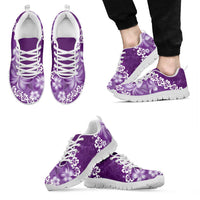 Vintage Purple Polynesia Sneakers Plumeria With Hibiscus Tropical Vibes LT14 - Polynesian Pride