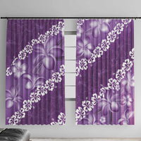 Vintage Purple Polynesia Window Curtain Plumeria With Hibiscus Tropical Vibes LT14 With Hooks Purple - Polynesian Pride