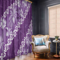 Vintage Purple Polynesia Window Curtain Plumeria With Hibiscus Tropical Vibes LT14 - Polynesian Pride