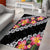 Black Polynesia Area Rug Plumeria With Hibiscus Pattern Tropical Vibes