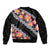 Black Polynesia Bomber Jacket Plumeria With Hibiscus Pattern Tropical Vibes