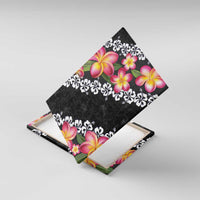 Black Polynesia Canvas Wall Art Plumeria With Hibiscus Pattern Tropical Vibes LT14 With Frame Black - Polynesian Pride