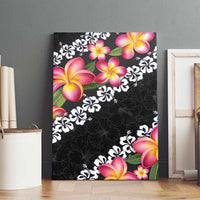 Black Polynesia Canvas Wall Art Plumeria With Hibiscus Pattern Tropical Vibes LT14 - Polynesian Pride