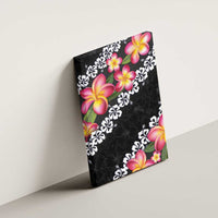 Black Polynesia Canvas Wall Art Plumeria With Hibiscus Pattern Tropical Vibes LT14 - Polynesian Pride