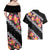 Black Polynesia Couples Matching Off Shoulder Maxi Dress and Hawaiian Shirt Plumeria With Hibiscus Pattern Tropical Vibes