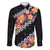 Black Polynesia Family Matching Long Sleeve Bodycon Dress and Hawaiian Shirt Plumeria With Hibiscus Pattern Tropical Vibes