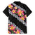 Black Polynesia Family Matching Puletasi and Hawaiian Shirt Plumeria With Hibiscus Pattern Tropical Vibes