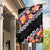 Black Polynesia Garden Flag Plumeria With Hibiscus Pattern Tropical Vibes