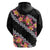 Black Polynesia Hoodie Plumeria With Hibiscus Pattern Tropical Vibes