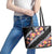 Black Polynesia Leather Tote Bag Plumeria With Hibiscus Pattern Tropical Vibes