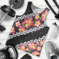 Black Polynesia Men Tank Top Plumeria With Hibiscus Pattern Tropical Vibes LT14 - Polynesian Pride
