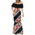 Black Polynesia Mermaid Dress Plumeria With Hibiscus Pattern Tropical Vibes