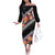 Black Polynesia Off The Shoulder Long Sleeve Dress Plumeria With Hibiscus Pattern Tropical Vibes