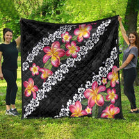 Black Polynesia Quilt Plumeria With Hibiscus Pattern Tropical Vibes LT14 - Polynesian Pride