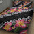 Black Polynesia Quilt Bed Set Plumeria With Hibiscus Pattern Tropical Vibes