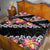 Black Polynesia Quilt Bed Set Plumeria With Hibiscus Pattern Tropical Vibes