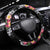 Black Polynesia Steering Wheel Cover Plumeria With Hibiscus Pattern Tropical Vibes