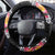 Black Polynesia Steering Wheel Cover Plumeria With Hibiscus Pattern Tropical Vibes