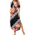 Black Polynesia Summer Maxi Dress Plumeria With Hibiscus Pattern Tropical Vibes