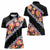 Black Polynesia Women Polo Shirt Plumeria With Hibiscus Pattern Tropical Vibes