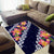 Blue Polynesia Area Rug Plumeria With Hibiscus Pattern Tropical Vibes