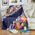 Blue Polynesia Blanket Plumeria With Hibiscus Pattern Tropical Vibes